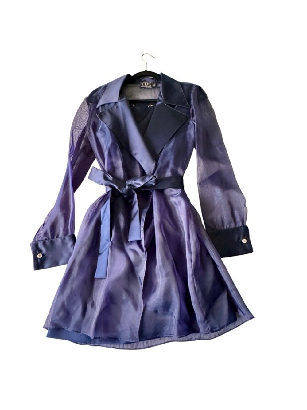 Evening Dress with Jacket Women's 10 Navy Blue Satin Sheath VTG MCM Design - USA - Picture 1 of 16